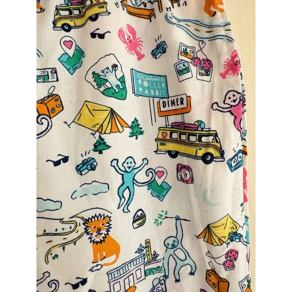 Roller Rabbit for Target Boys Road Trip Pajama Pants White Multi Large 10/12 NWT